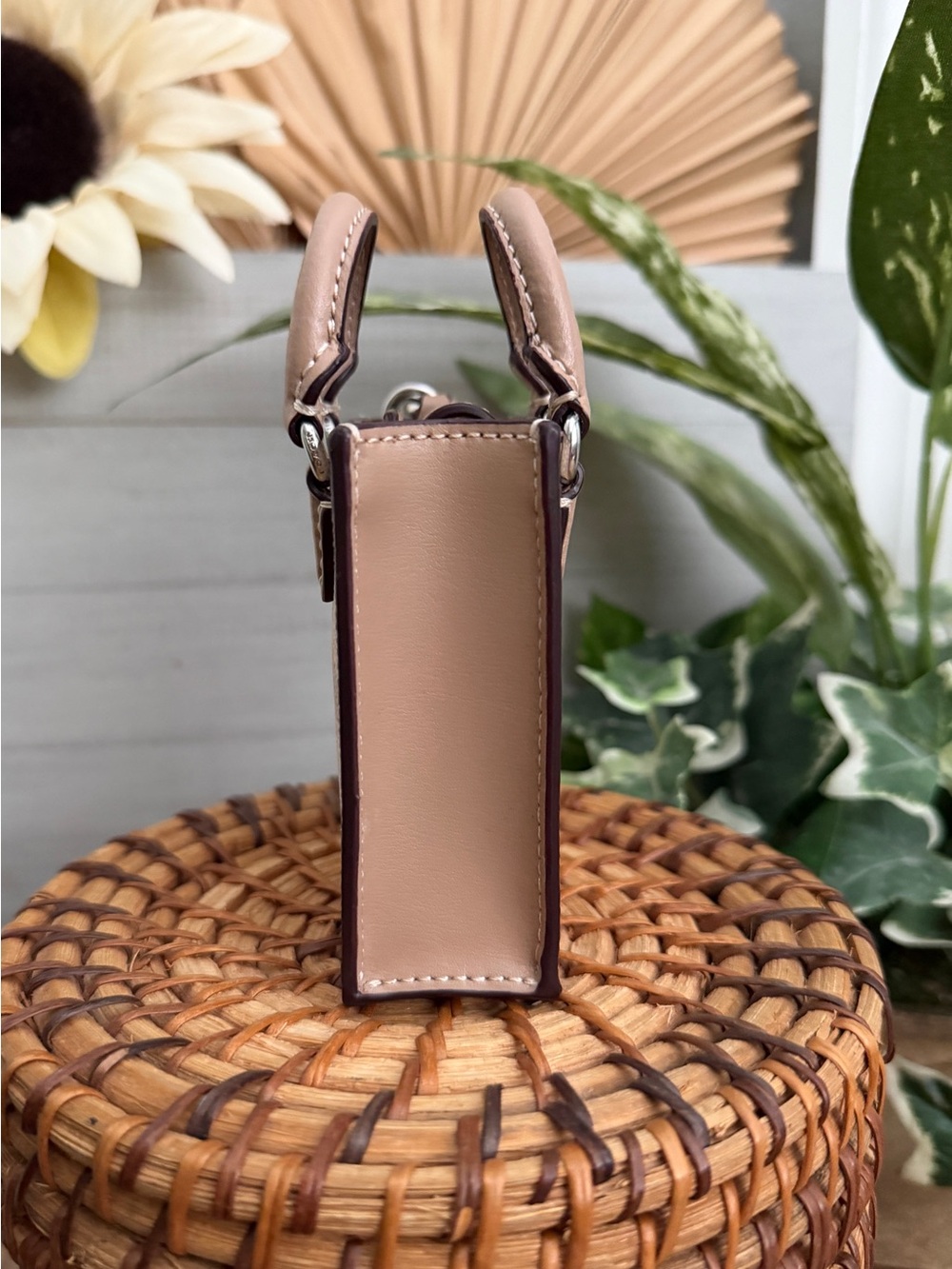 Coach North/South Mini Tote Bag Charm in Signature Canvas Tan & Beige F2448 NWOT - Picture 4 of 11